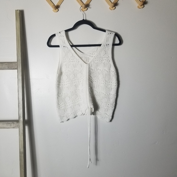JESSICA SIMPSON CROCHET WHITE TANK SIZE MEDIUM - Picture 1 of 9